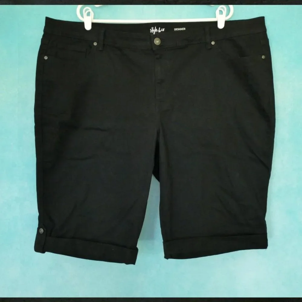 Style & Co. Black Denim Skimmer Shorts 24W